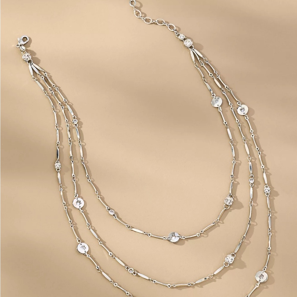 Anthropologie Layered Stone Necklace - NWT - Silver